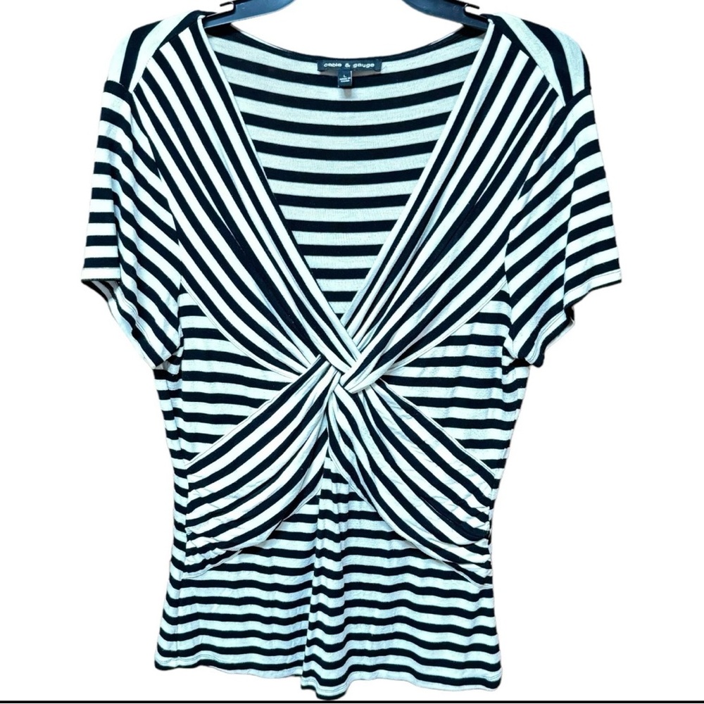 Shirt Cable And Gauge Women’s Large Striped Top Blouse Casual Wear